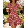 image:imageANRABESS Womens Summer Dresses Short Sleeve Wrap Deep V Neck ALine Floral Dress Causal Flowy Boho Beach Vacation SundressFloral Orange Red