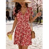 image:imageANRABESS Womens Summer Dresses Short Sleeve Wrap Deep V Neck ALine Floral Dress Causal Flowy Boho Beach Vacation SundressFloral Orange Red