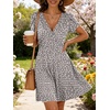 image:imageANRABESS Womens Summer Dresses Short Sleeve Wrap Deep V Neck ALine Floral Dress Causal Flowy Boho Beach Vacation SundressGray Khaki Polka Dot