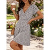 image:imageANRABESS Womens Summer Dresses Short Sleeve Wrap Deep V Neck ALine Floral Dress Causal Flowy Boho Beach Vacation SundressGray Khaki Polka Dot