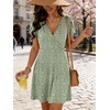 image:imageANRABESS Womens Summer Dresses Short Sleeve Wrap Deep V Neck ALine Floral Dress Causal Flowy Boho Beach Vacation SundressGreen Cheetah Print