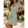 image:imageANRABESS Womens Summer Dresses Short Sleeve Wrap Deep V Neck ALine Floral Dress Causal Flowy Boho Beach Vacation SundressGreen Cheetah Print