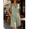 image:imageANRABESS Womens Summer Dresses Short Sleeve Wrap Deep V Neck ALine Floral Dress Causal Flowy Boho Beach Vacation SundressGreen Cheetah Print