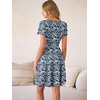 image:imageANRABESS Womens Summer Dresses Short Sleeve Wrap Deep V Neck ALine Floral Dress Causal Flowy Boho Beach Vacation SundressNavy Blue Leaf Printed