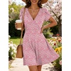 image:imageANRABESS Womens Summer Dresses Short Sleeve Wrap Deep V Neck ALine Floral Dress Causal Flowy Boho Beach Vacation SundressPink Floral
