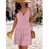 image:imageANRABESS Womens Summer Dresses Short Sleeve Wrap Deep V Neck ALine Floral Dress Causal Flowy Boho Beach Vacation SundressPink Floral