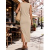 image:imageANRABESS Womens Summer Maxi Dress Tank Long Dresses  Soft Comfy WrinkleFree Fabric Tie Waist Split Casual Travel Outfits Dressy Elegant Trendy Fall LayerApricot