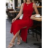 image:imageANRABESS Womens Summer Maxi Dress Tank Long Dresses  Soft Comfy WrinkleFree Fabric Tie Waist Split Casual Travel Outfits Dressy Elegant Trendy Fall LayerRed