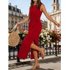 image:imageANRABESS Womens Summer Maxi Dress Tank Long Dresses  Soft Comfy WrinkleFree Fabric Tie Waist Split Casual Travel Outfits Dressy Elegant Trendy Fall LayerRed