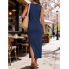 image:imageANRABESS Womens Summer Maxi Dress Tank Long Dresses  Soft Comfy WrinkleFree Fabric Tie Waist Split Casual Travel Outfits Dressy Elegant Trendy Fall LayerNavy Blue