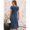 image:imageANRABESS Womens Summer Short Sleeve Midi Dresses Casual Floral TShirt Dress V Neck ALine Flowy Beach Sundress with PocketsBlue