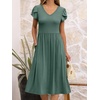 image:imageANRABESS Womens Summer Short Sleeve Midi Dresses Casual Floral TShirt Dress V Neck ALine Flowy Beach Sundress with PocketsGreen
