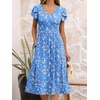 image:imageANRABESS Womens Summer Short Sleeve Midi Dresses Casual Floral TShirt Dress V Neck ALine Flowy Beach Sundress with PocketsPrint White Pink Floral