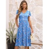 image:imageANRABESS Womens Summer Short Sleeve Midi Dresses Casual Floral TShirt Dress V Neck ALine Flowy Beach Sundress with PocketsPrint White Pink Floral