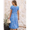 image:imageANRABESS Womens Summer Short Sleeve Midi Dresses Casual Floral TShirt Dress V Neck ALine Flowy Beach Sundress with PocketsPrint White Pink Floral