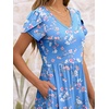 image:imageANRABESS Womens Summer Short Sleeve Midi Dresses Casual Floral TShirt Dress V Neck ALine Flowy Beach Sundress with PocketsPrint White Pink Floral