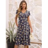 image:imageANRABESS Womens Summer Short Sleeve Midi Dresses Casual Floral TShirt Dress V Neck ALine Flowy Beach Sundress with PocketsPrint Yellow Leaf