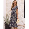 image:imageANRABESS Womens Summer Short Sleeve Midi Dresses Casual Floral TShirt Dress V Neck ALine Flowy Beach Sundress with PocketsPrint Yellow Leaf