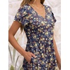 image:imageANRABESS Womens Summer Short Sleeve Midi Dresses Casual Floral TShirt Dress V Neck ALine Flowy Beach Sundress with PocketsPrint Yellow Leaf