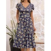 image:imageANRABESS Womens Summer Short Sleeve Midi Dresses Casual Floral TShirt Dress V Neck ALine Flowy Beach Sundress with PocketsPrint Yellow Leaf