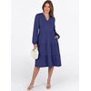 image:imageANRABESS Womens V Neck Long Sleeve Midi Dress  Swing Flowy Tiered with Pockets Soft Fabric Boho Beach Vacation Dresses Loose Fit Casual Fall Winter Transition ClothesNavy Blue