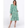 image:imageANRABESS Womens V Neck Long Sleeve Midi Dress  Swing Flowy Tiered with Pockets Soft Fabric Boho Beach Vacation Dresses Loose Fit Casual Fall Winter Transition ClothesFloral Green
