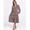 image:imageANRABESS Womens V Neck Long Sleeve Midi Dress  Swing Flowy Tiered with Pockets Soft Fabric Boho Beach Vacation Dresses Loose Fit Casual Fall Winter Transition ClothesFloral Red Pink