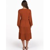 image:imageANRABESS Womens V Neck Long Sleeve Midi Dress  Swing Flowy Tiered with Pockets Soft Fabric Boho Beach Vacation Dresses Loose Fit Casual Fall Winter Transition ClothesBrick Orange