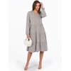 image:imageANRABESS Womens V Neck Long Sleeve Midi Dress  Swing Flowy Tiered with Pockets Soft Fabric Boho Beach Vacation Dresses Loose Fit Casual Fall Winter Transition ClothesKhaki Polka Dot