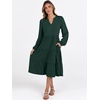 image:imageANRABESS Womens V Neck Long Sleeve Midi Dress  Swing Flowy Tiered with Pockets Soft Fabric Boho Beach Vacation Dresses Loose Fit Casual Fall Winter Transition ClothesDeep Green