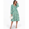 image:imageANRABESS Womens V Neck Long Sleeve Midi Dress  Swing Flowy Tiered with Pockets Soft Fabric Boho Beach Vacation Dresses Loose Fit Casual Fall Winter Transition ClothesFloral Green