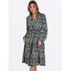image:imageANRABESS Womens V Neck Long Sleeve Midi Dress  Swing Flowy Tiered with Pockets Soft Fabric Boho Beach Vacation Dresses Loose Fit Casual Fall Winter Transition ClothesFloral Black