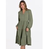 image:imageANRABESS Womens V Neck Long Sleeve Midi Dress  Swing Flowy Tiered with Pockets Soft Fabric Boho Beach Vacation Dresses Loose Fit Casual Fall Winter Transition ClothesOlive