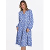 image:imageANRABESS Womens V Neck Long Sleeve Midi Dress  Swing Flowy Tiered with Pockets Soft Fabric Boho Beach Vacation Dresses Loose Fit Casual Fall Winter Transition ClothesFloral Blue