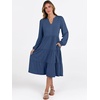 image:imageANRABESS Womens V Neck Long Sleeve Midi Dress  Swing Flowy Tiered with Pockets Soft Fabric Boho Beach Vacation Dresses Loose Fit Casual Fall Winter Transition ClothesBlue