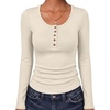 image:imageANRABESS Women Henley Button Thermal Tops Long Sleeve Shirt  Warm Fleece Undershirts Soft Comfy Cozy Cute Basic Tees Fall Winter Casual Daily Layer OutfitsBeige