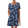 image:imageANRABESS Women Summer Square Neck Puff Short Sleeve Mini Dress 2026 Casual Flowy Sundress Beach Vacation Clothes with PocketsDark Navy Floral
