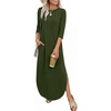 image:imageANRABESS Womens 34 Sleeve Maxi Dress amp Pockets  Soft Wrinkle Resistance FabricCasual LooseCrewneck SplitTravel Vacation Work AllDay WearFall Spring Transition OutfitsArmy Green