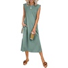image:imageANRABESS Womens Summer Casual Midi Dress Sleeveless Crewneck Loose Split WrinkleFree Beach Travel Vacation Long SundressLight Green