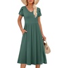 image:imageANRABESS Womens Summer Short Sleeve Midi Dresses Casual Floral TShirt Dress V Neck ALine Flowy Beach Sundress with PocketsGreen