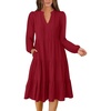 image:imageANRABESS Womens V Neck Long Sleeve Midi Dress  Swing Flowy Tiered with Pockets Soft Fabric Boho Beach Vacation Dresses Loose Fit Casual Fall Winter Transition ClothesRed
