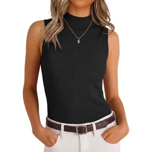 image:imageANRABESS Sleeveless Sweater Tops for Women Summer Mock Neck Tank  Fitted Knit High Neck Shirts Soft Wool Blend Dressy Business Casual OutfitsWork Office Travel Fall Fashion ClothingBlack