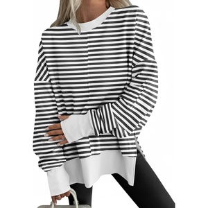 image:imageANRABESS Women Oversized Sweatshirts Thumbhole Long Sleeve Hoodies Shirts 2026 Fall Side Slit Pullover Top Teen Y2k OutfitsBlack White Striped