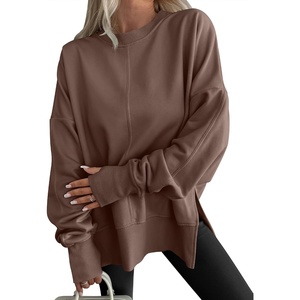 image:imageANRABESS Women Oversized Sweatshirts Thumbhole Long Sleeve Hoodies Shirts 2026 Fall Side Slit Pullover Top Teen Y2k OutfitsDeep Brown