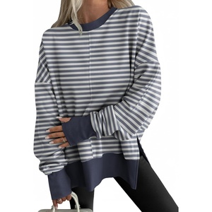 image:imageANRABESS Women Oversized Sweatshirts Thumbhole Long Sleeve Hoodies Shirts 2026 Fall Side Slit Pullover Top Teen Y2k OutfitsGrey Blue Striped