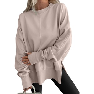 image:imageANRABESS Women Oversized Sweatshirts Thumbhole Long Sleeve Hoodies Shirts 2026 Fall Side Slit Pullover Top Teen Y2k OutfitsLight Khaki