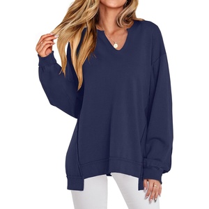 image:imageANRABESS Womens Long Sleeve VNeck Oversized Sweatshirts  Soft Lightweight Loose Fit Pullover Tops Casual School Workout Office Tunic Shirts Teen Girls Outfit Fall Winter ClothesNavy Blue