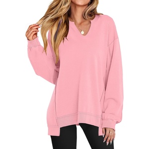 image:imageANRABESS Womens Long Sleeve VNeck Oversized Sweatshirts  Soft Lightweight Loose Fit Pullover Tops Casual School Workout Office Tunic Shirts Teen Girls Outfit Fall Winter ClothesPink