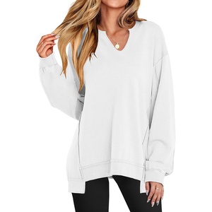 image:imageANRABESS Womens Long Sleeve VNeck Oversized Sweatshirts  Soft Lightweight Loose Fit Pullover Tops Casual School Workout Office Tunic Shirts Teen Girls Outfit Fall Winter ClothesWhite