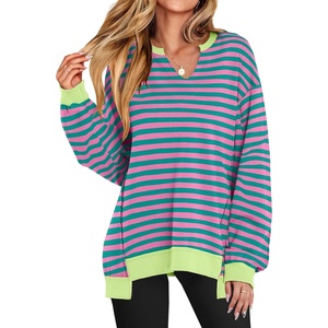 image:imageANRABESS Womens Long Sleeve VNeck Oversized Sweatshirts  Soft Lightweight Loose Fit Pullover Tops Casual School Workout Office Tunic Shirts Teen Girls Outfit Fall Winter ClothesPink Green